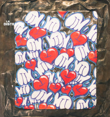 Kœurélé Crew — œuvre originale de Kœurélé au spray et à l’acrylique sur métal écrasé