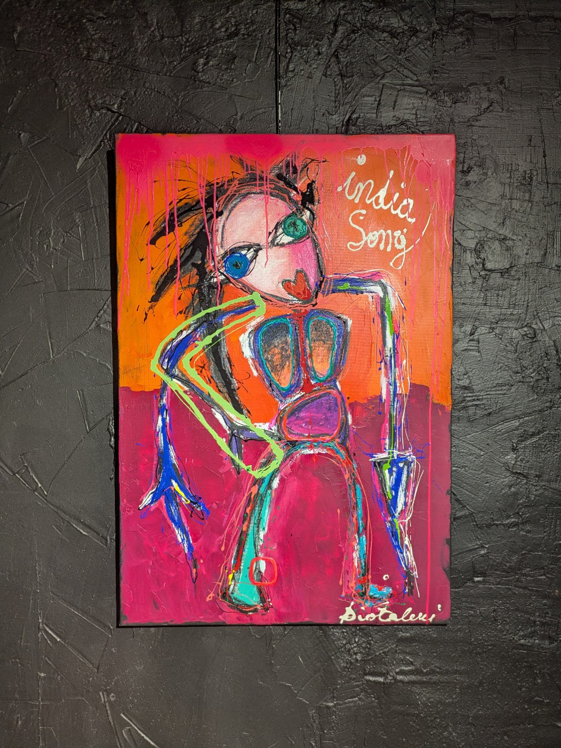 India Song — Martine Diotalevi — vue de face de la peinture 140 × 90 cm