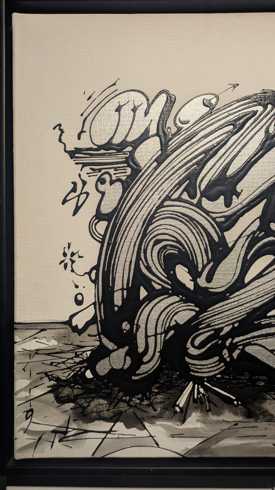 Œuvre Mécanique Organique par Steve Pitocco — technique du Filing et lignes continues sur toile