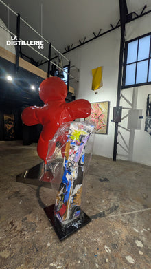Mistral Gagnant — sculpture totem originale de Thierry Clamens en bois entoilé et plexiglas, art contemporain