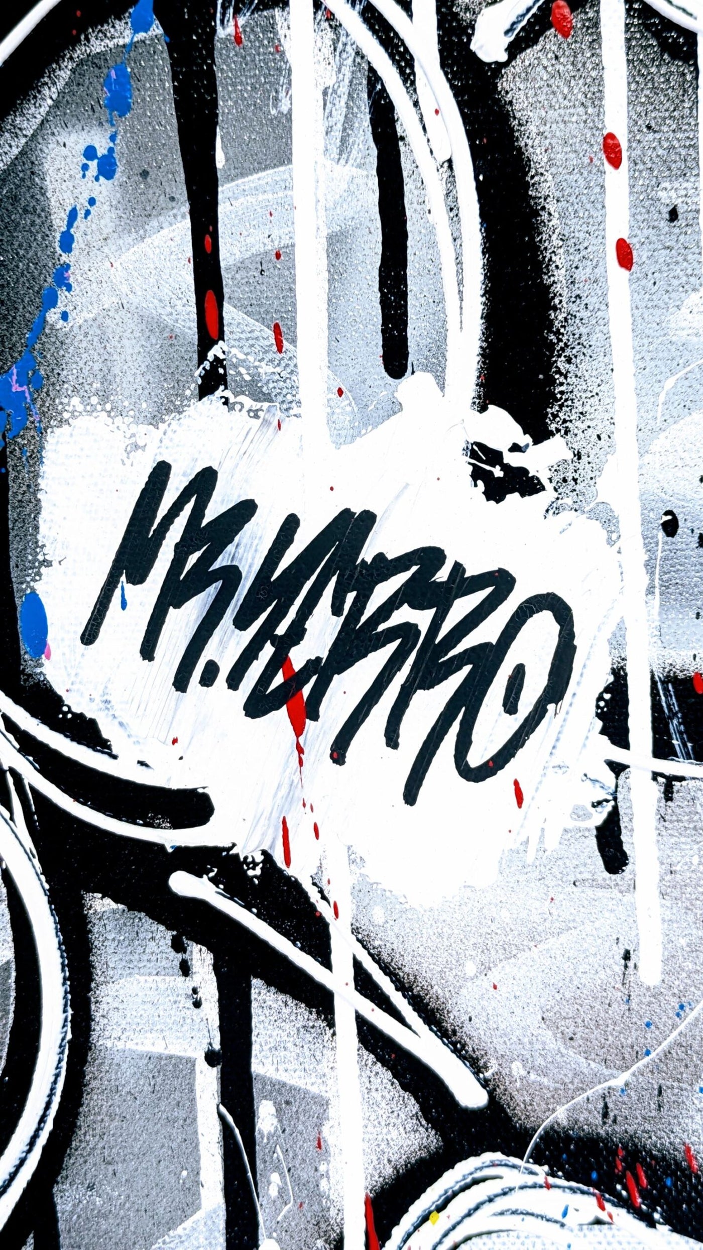 Œuvre Rock par Mr Yerro — spray, acrylique et motifs floraux graphiques