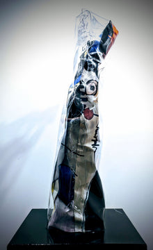 Œuvre Double Face par Thierry Clamens — totem contemporain entre peinture, sculpture et art brut