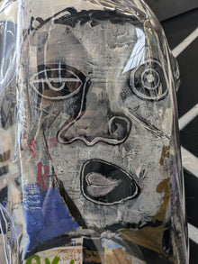 Quatre Notes De Musique — sculpture totem originale de Thierry Clamens en bois entoilé et plexiglas, art contemporain
