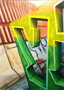 Graffiti Rising — œuvre originale de Vile à l’aquarelle, street art inspiré de ses fresques murales