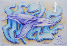 sea sheperd — œuvre originale en collaboration Beus × Vile, stylo Bic et aquarelle