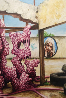 Beauty & The Beast — œuvre originale de Vile à l’aquarelle, street art inspiré de ses fresques murales