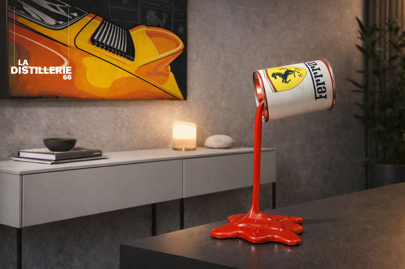 Pan Splach Ferrari — sculpture Pop Art de Naor en résine et métal
