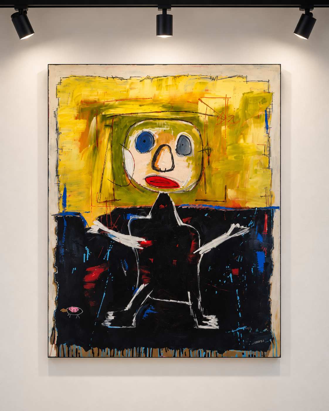 Thierry Clamens, Et alors ? (2024), tableau contemporain à l’acrylique et à la résine, vue de face encadrée