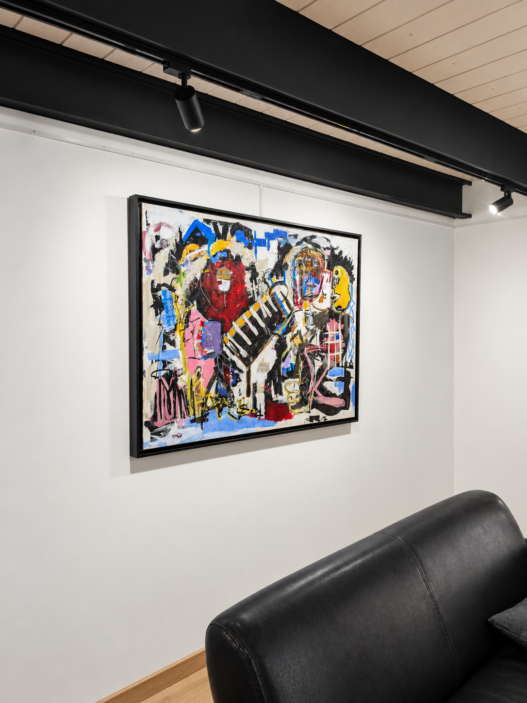 Thierry Clamens, Le pianiste, vue en galerie avec canapé noir