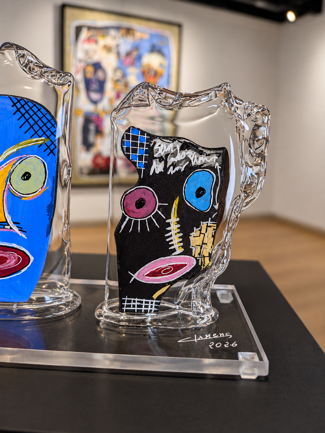 Thierry Clamens, Les Daltons, détail du visage bleu avec deux yeux ronds