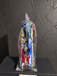 Thierry Clamens, Les potos, portrait bleu et jaune sur fond noir