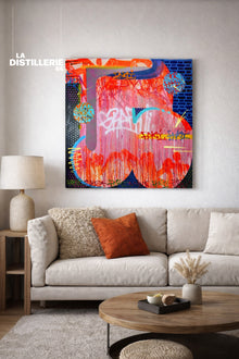Throw Down de Faki et One Siker — graffiti contemporain sur toile sur chassis
