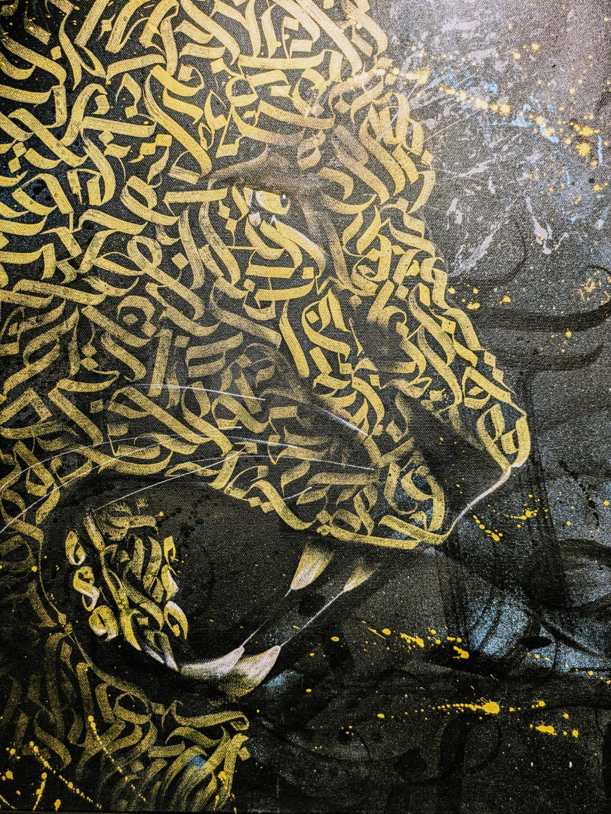 Katz — Lion, peinture contemporaine sur toile au spray et à l’acrylique