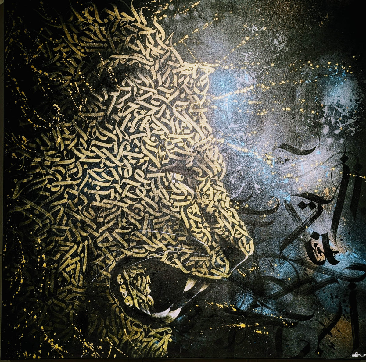 Lion — œuvre originale de Katz au spray et à l’acrylique sur toile, street art animalier